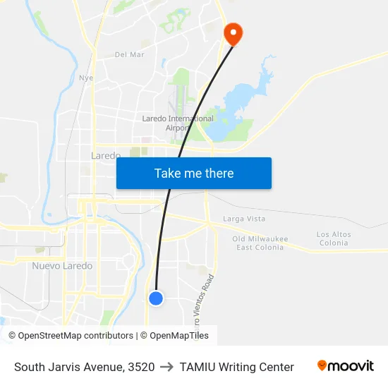 South Jarvis Avenue, 3520 to TAMIU Writing Center map