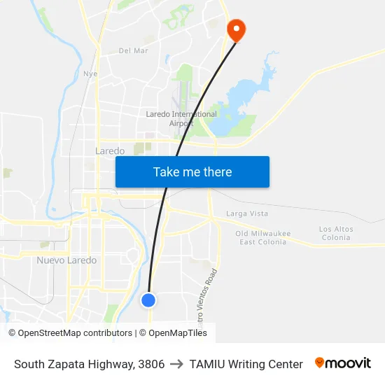 South Zapata Highway, 3806 to TAMIU Writing Center map