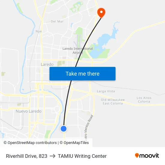 Riverhill Drive, 823 to TAMIU Writing Center map