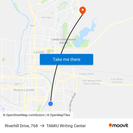 Riverhill Drive, 768 to TAMIU Writing Center map