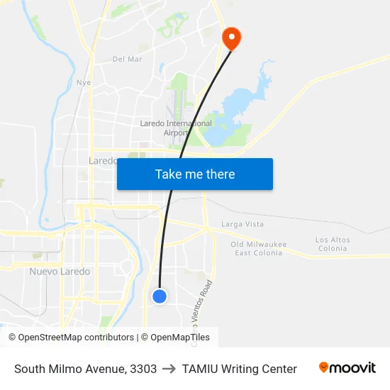 South Milmo Avenue, 3303 to TAMIU Writing Center map