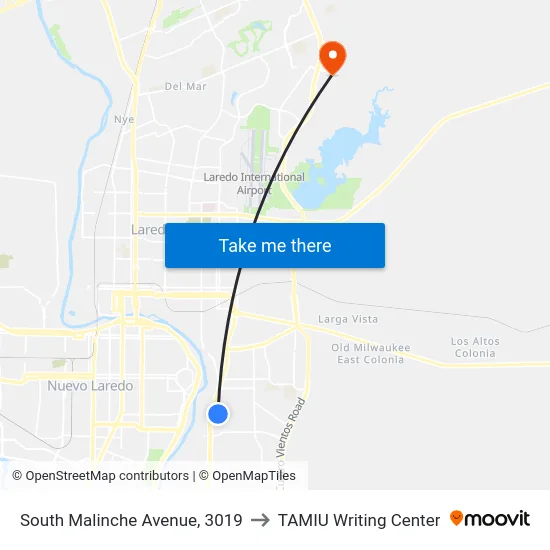 South Malinche Avenue, 3019 to TAMIU Writing Center map