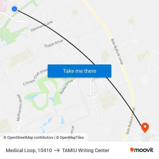 Medical Loop, 10410 to TAMIU Writing Center map