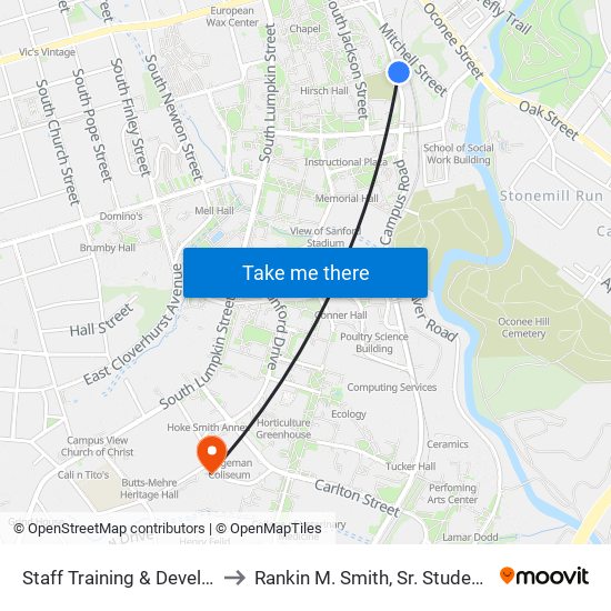 Staff Training & Development (Southbound) to Rankin M. Smith, Sr. Student-Athlete Academic Center map