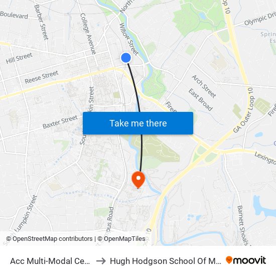 Acc Multi-Modal Center to Hugh Hodgson School Of Music map