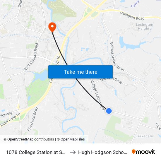 1078 College Station at Segrest Cir Ob to Hugh Hodgson School Of Music map