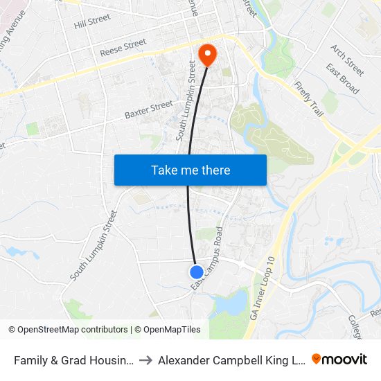 Family & Grad Housing Bldg G to Alexander Campbell King Law Library map