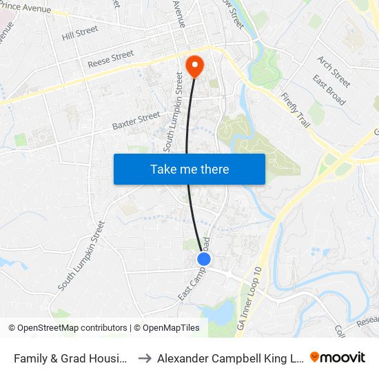 Family & Grad Housing Bldg K to Alexander Campbell King Law Library map