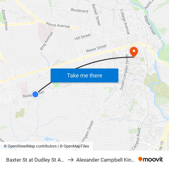 Baxter St at Dudley St Acc Library Ob to Alexander Campbell King Law Library map