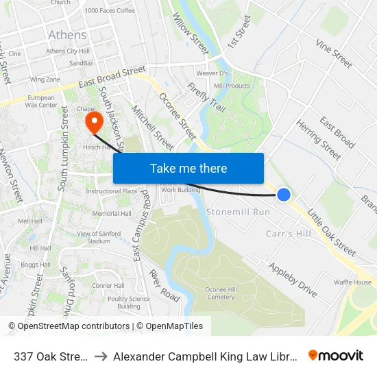 337 Oak Street to Alexander Campbell King Law Library map