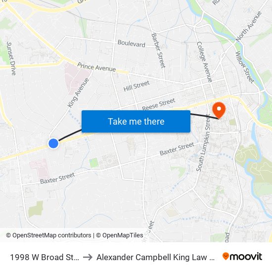 1998 W Broad Street to Alexander Campbell King Law Library map