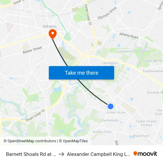 Barnett Shoals Rd at Habachi to Alexander Campbell King Law Library map