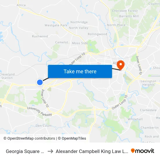 Georgia Square Mall to Alexander Campbell King Law Library map