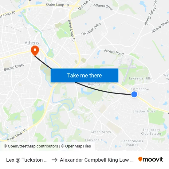 Lex @ Tuckston Umc to Alexander Campbell King Law Library map