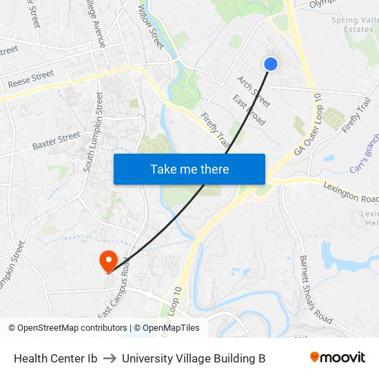 Health Center Ib to University Village Building B map