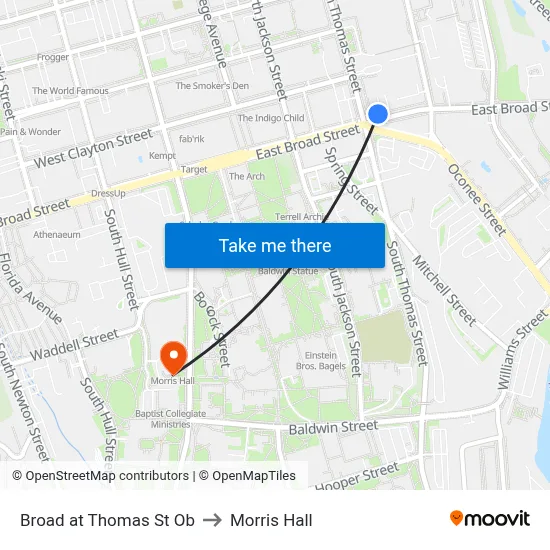 Broad at Thomas St Ob to Morris Hall map