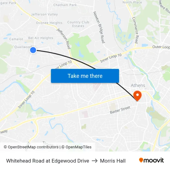 Whitehead Road at Edgewood Drive to Morris Hall map
