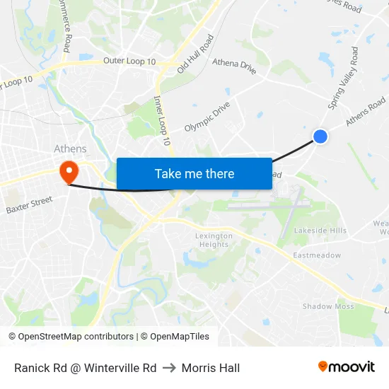 Ranick Rd @ Winterville Rd to Morris Hall map