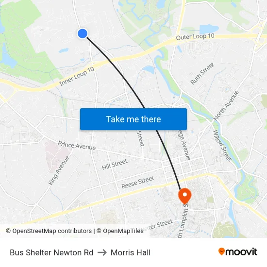 Bus Shelter Newton Rd to Morris Hall map