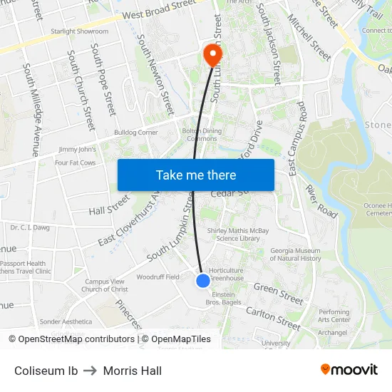 Coliseum Ib to Morris Hall map