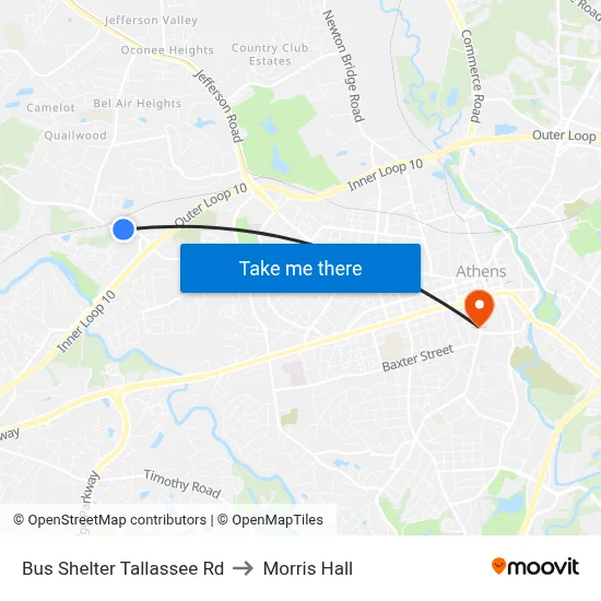 Bus Shelter Tallassee Rd to Morris Hall map