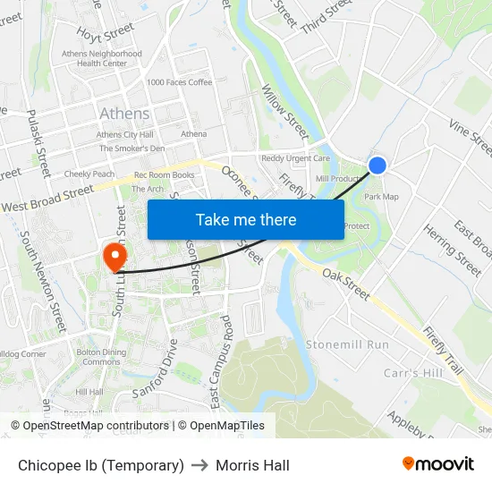 Chicopee Ib (Temporary) to Morris Hall map