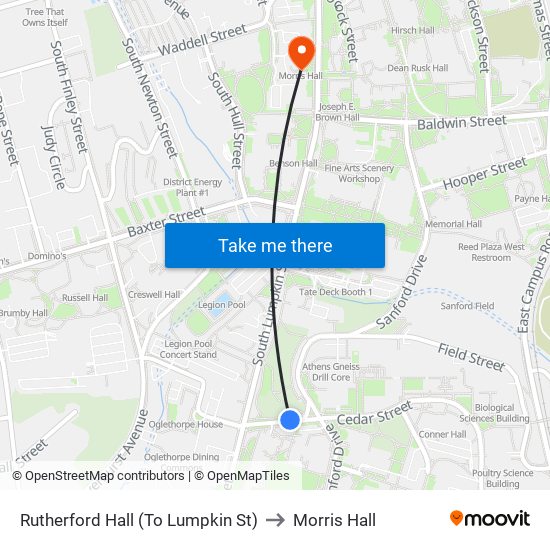 Rutherford Hall (To Lumpkin St) to Morris Hall map