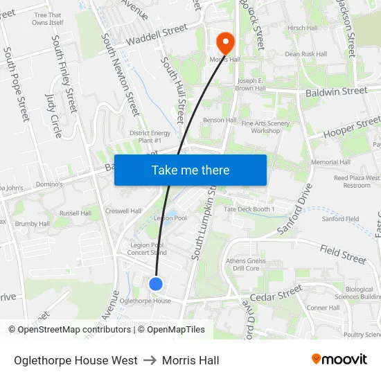 Oglethorpe House  West to Morris Hall map