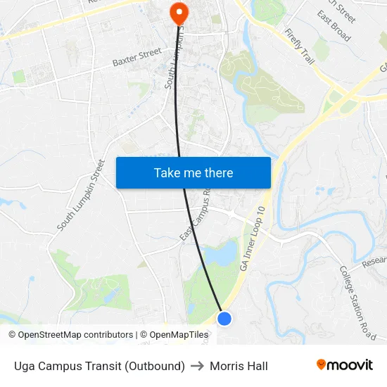 Uga Campus Transit (Outbound) to Morris Hall map