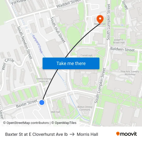 Baxter St at E Cloverhurst Ave Ib to Morris Hall map