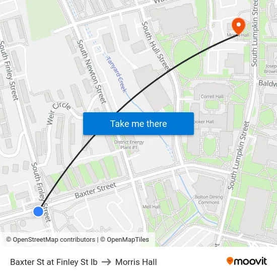 Baxter St at Finley St Ib to Morris Hall map