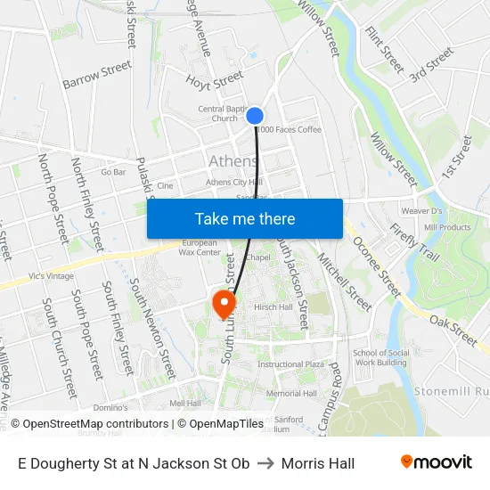 E Dougherty St at N Jackson St Ob to Morris Hall map