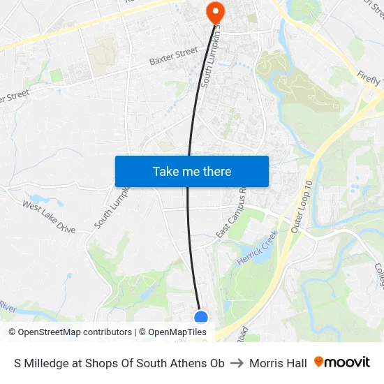 S Milledge at Shops Of South Athens Ob to Morris Hall map