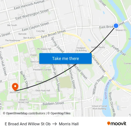 E Broad And Willow St Ob to Morris Hall map