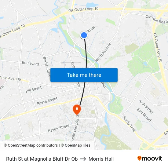 Ruth St at Magnolia Bluff Dr Ob to Morris Hall map