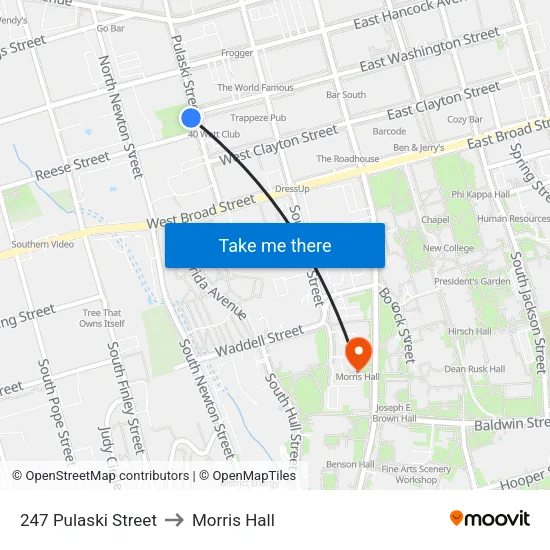 247 Pulaski Street to Morris Hall map