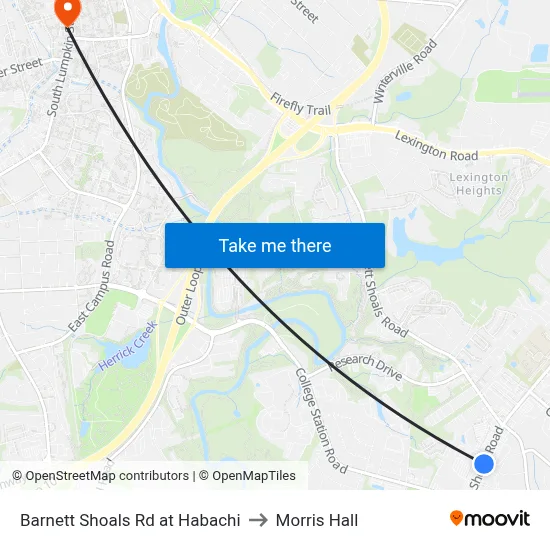 Barnett Shoals Rd at Habachi to Morris Hall map