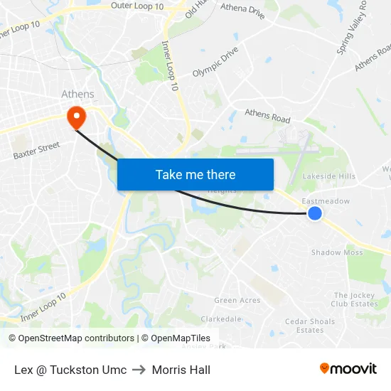 Lex @ Tuckston Umc to Morris Hall map
