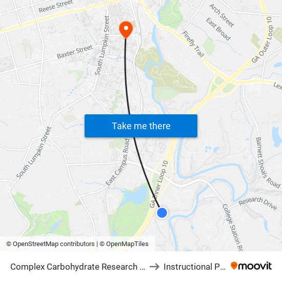 Complex Carbohydrate Research Center to Instructional Plaza map