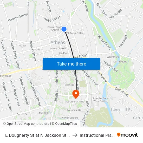 E Dougherty St at N Jackson St Ob to Instructional Plaza map