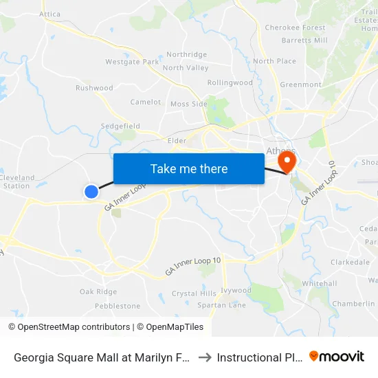 Georgia Square Mall at Marilyn Farmer to Instructional Plaza map