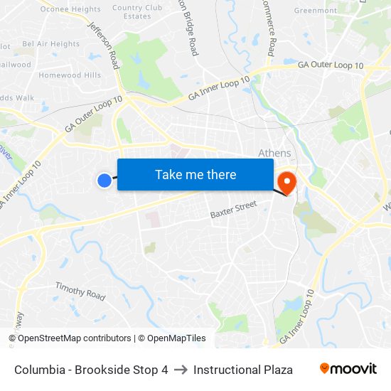 Columbia - Brookside Stop 4 to Instructional Plaza map