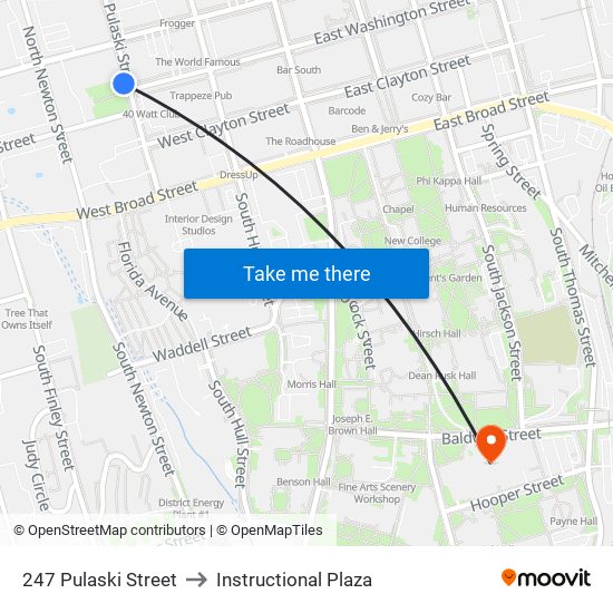 247 Pulaski Street to Instructional Plaza map