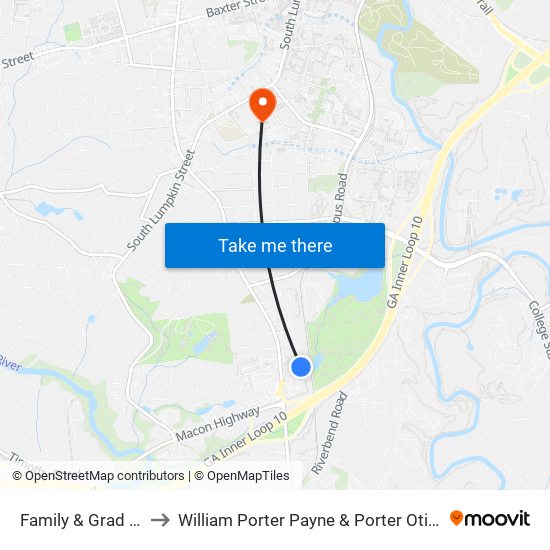 Family & Grad Housing Bldg S to William Porter Payne & Porter Otis Payne Indoor Athletic Facility map