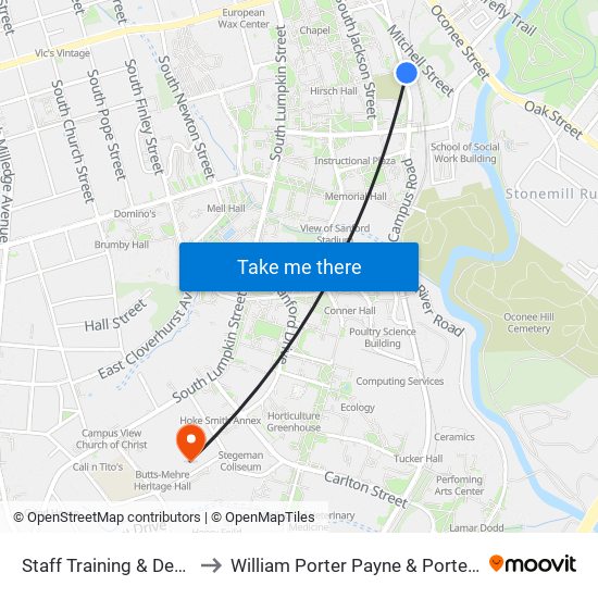 Staff Training & Development (Southbound) to William Porter Payne & Porter Otis Payne Indoor Athletic Facility map