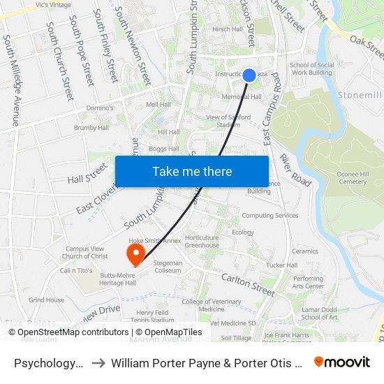 Psychology-Journalism to William Porter Payne & Porter Otis Payne Indoor Athletic Facility map