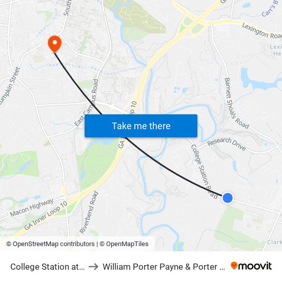 College Station at College Cir 1st Stop to William Porter Payne & Porter Otis Payne Indoor Athletic Facility map