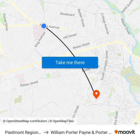 Piedmont Regional Medical Center Ob to William Porter Payne & Porter Otis Payne Indoor Athletic Facility map