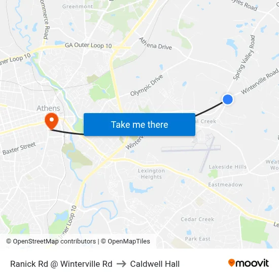 Ranick Rd @ Winterville Rd to Caldwell Hall map