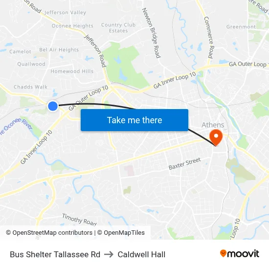 Bus Shelter Tallassee Rd to Caldwell Hall map